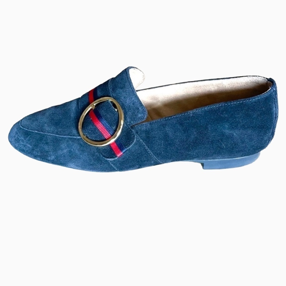 Paul Green Banner Loafers Navy Blue Suede Gold Buckle Size 7.5 - Picture 5 of 12